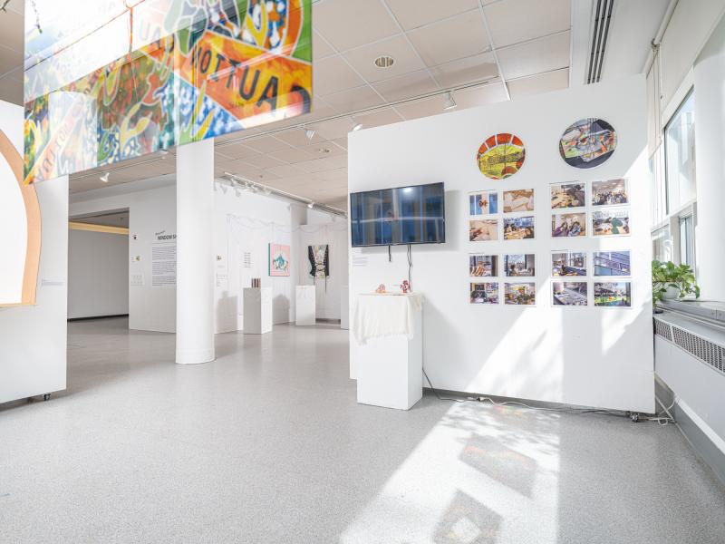 installation image of multiple design works in a gallery