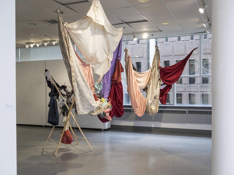 multiple sculptures using tied fabric