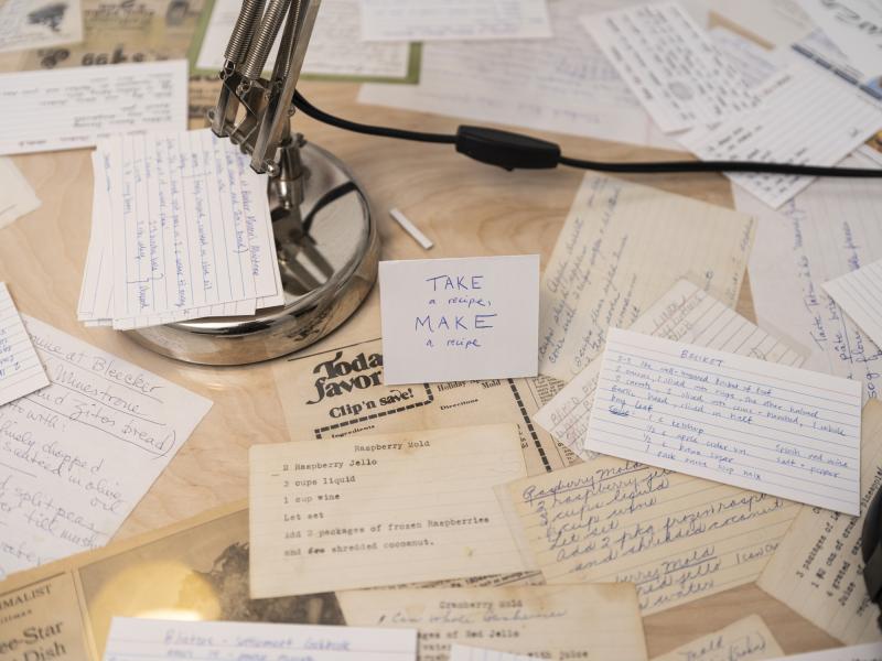 detail image of recipe cards on table