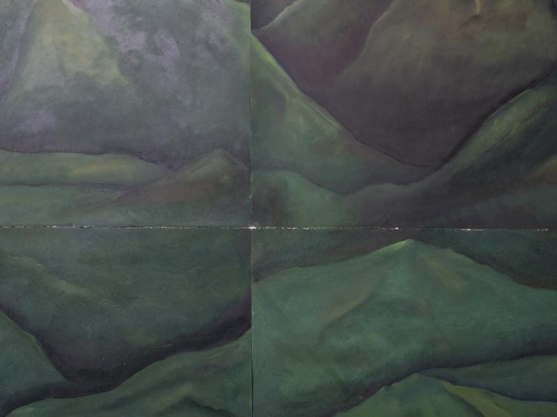 detail of large scale landscape on tiled paper