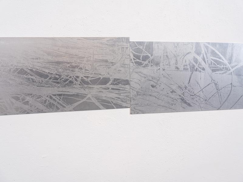 detail image of printed works on aluminum 