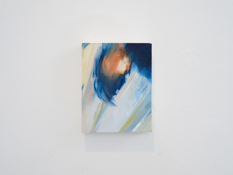 small painting installed on a gallery wall