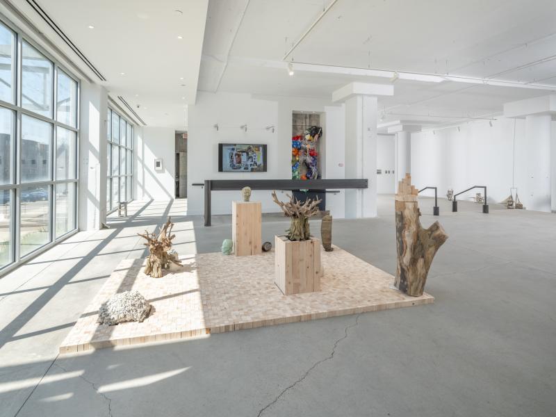 installation view of multiple art works in a gallery