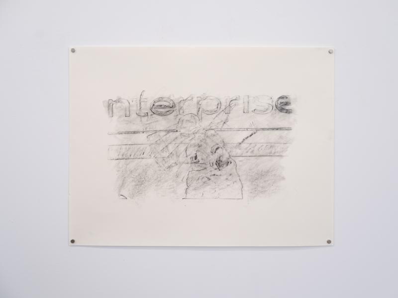 drawing on paper installed on a gallery wall