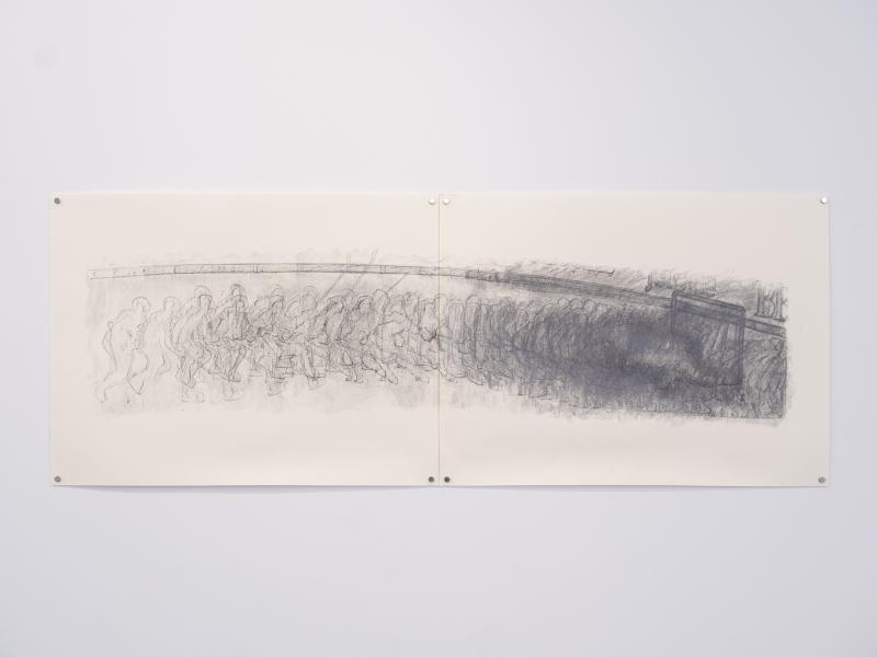 drawing on paper installed on a gallery wall