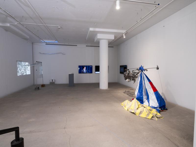 installation view of multiple art works in a gallery