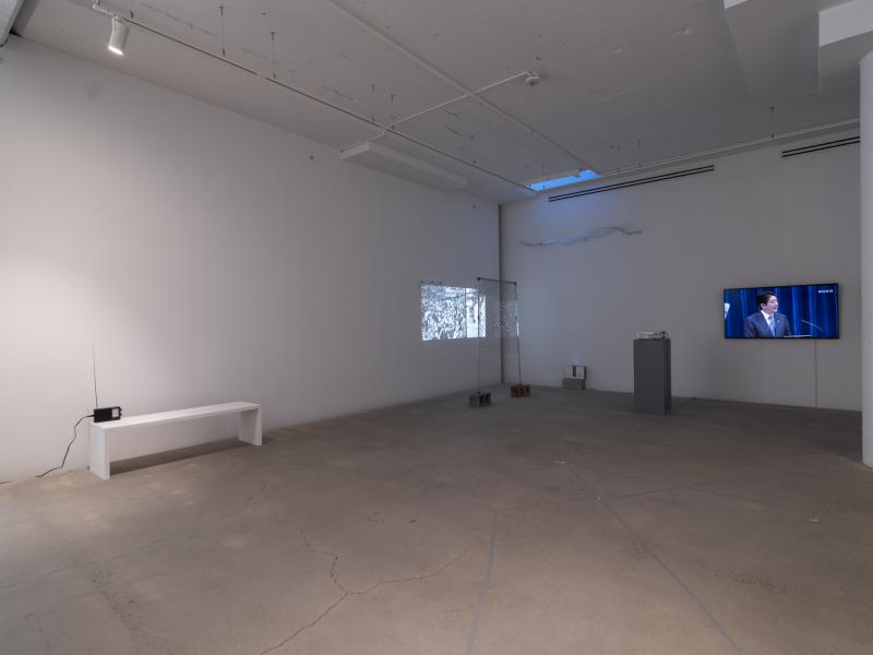 installation view of multiple art works in a gallery