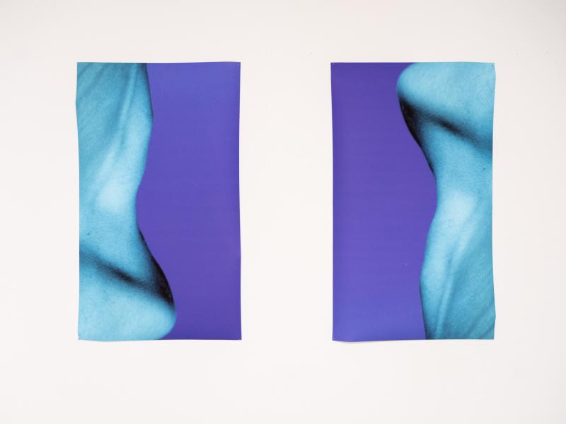 two photographs installed on a gallery wall