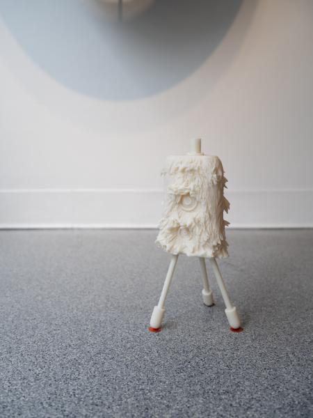 small sculpture installed on a gallery floor