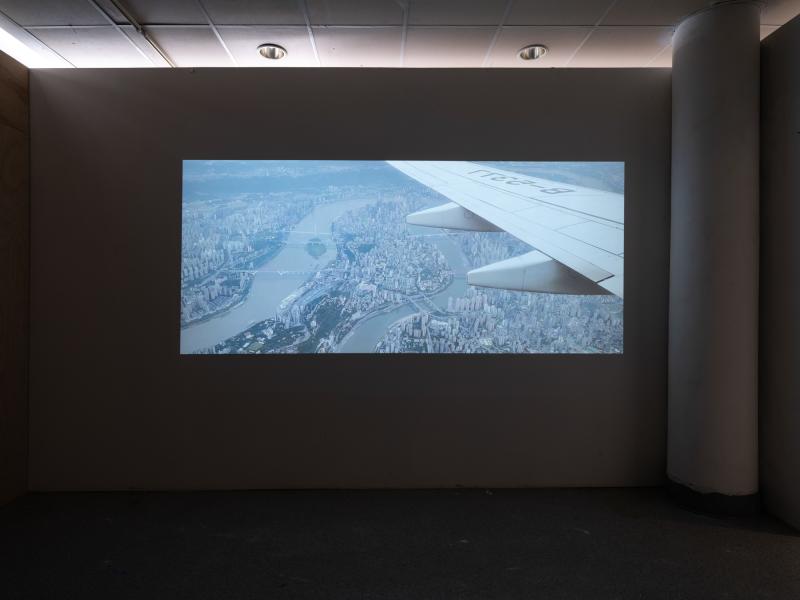 projected digital video in a dark gallery viewing space