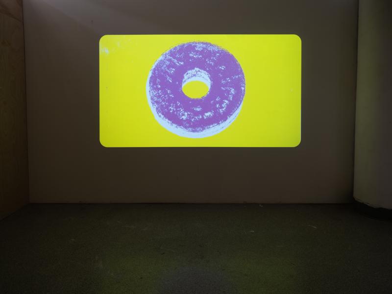 digital video projection in a dark gallery space