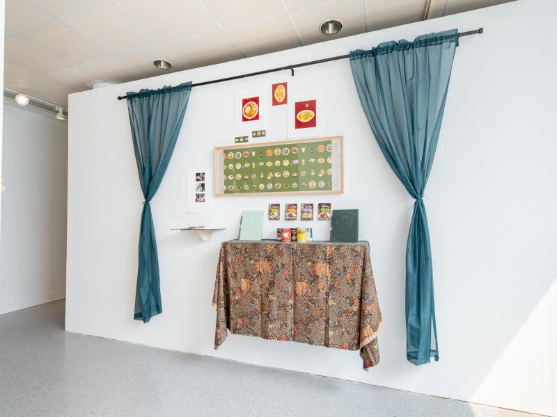 large scale mixed media installation installed on a gallery wall
