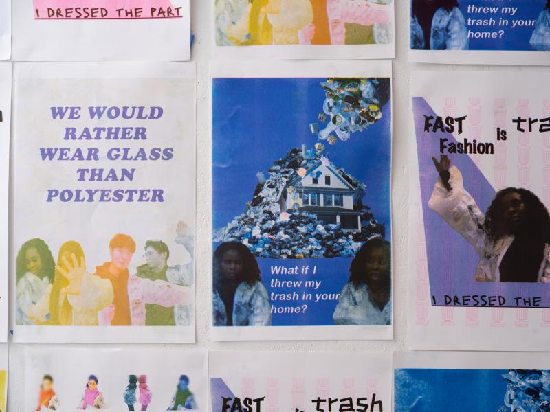 detail image of multiple posters installed on a gallery wall