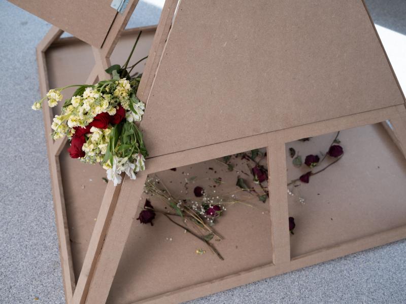 detail of a mixed media sculpture