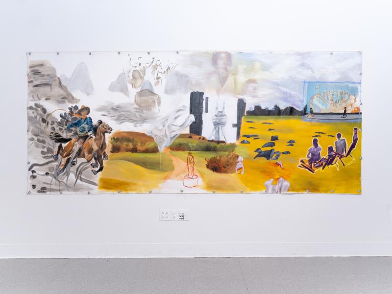 a large scale painting installed on a gallery wall