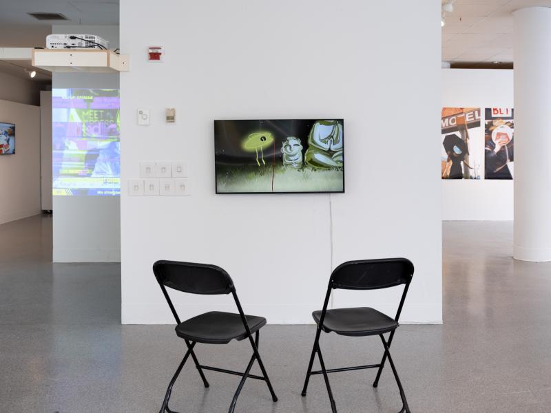 installation image of digital video on a wall monitor