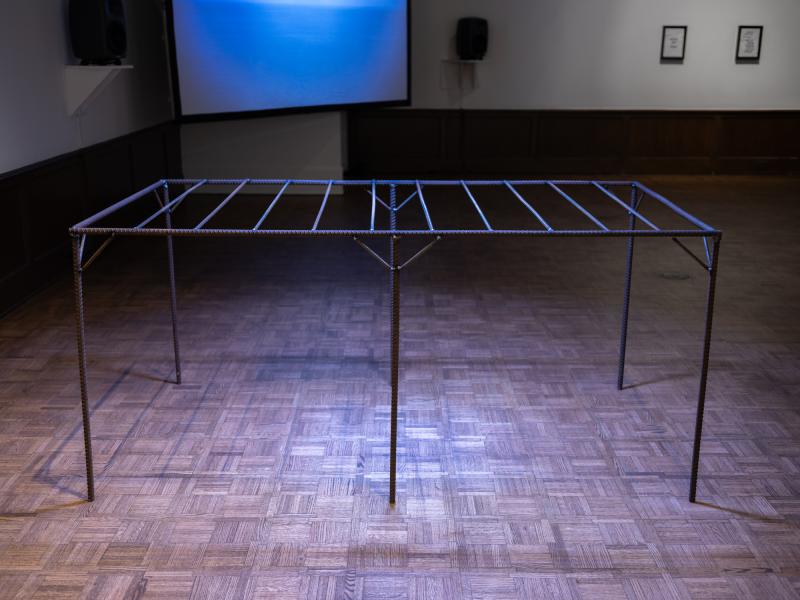 installation image of a floor sculpture in a gallery