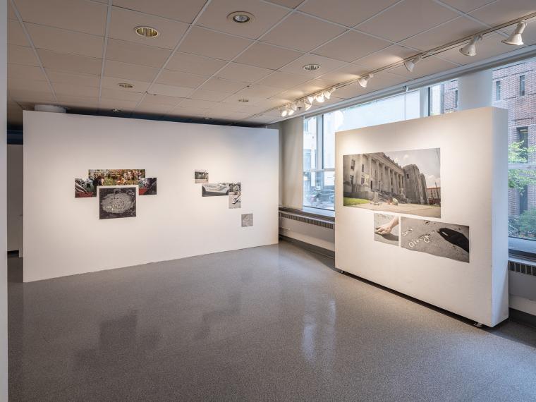 multiple photographic works installed on gallery walls