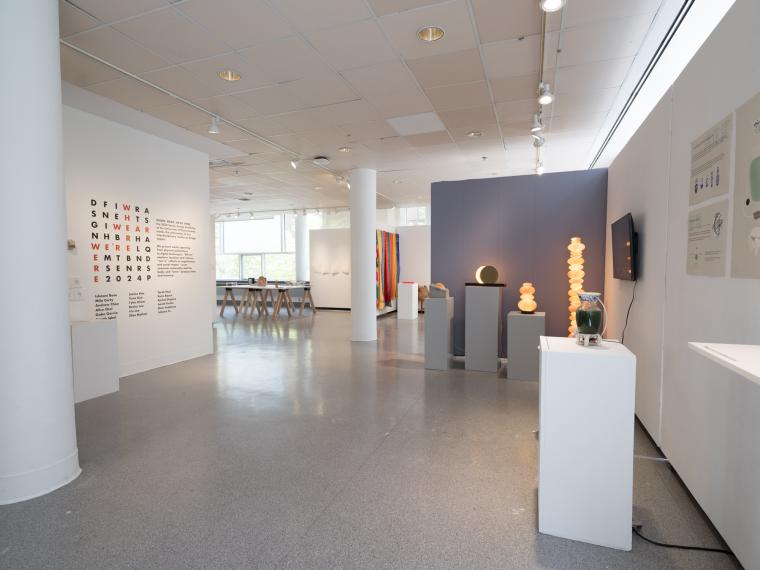 gallery installation image with multiple wall and floor pieces 